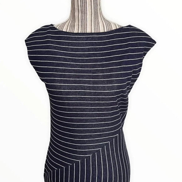 ARMANI EXCHANGE | Navy | White Stripes Midi Dress - Picture 3 of 8